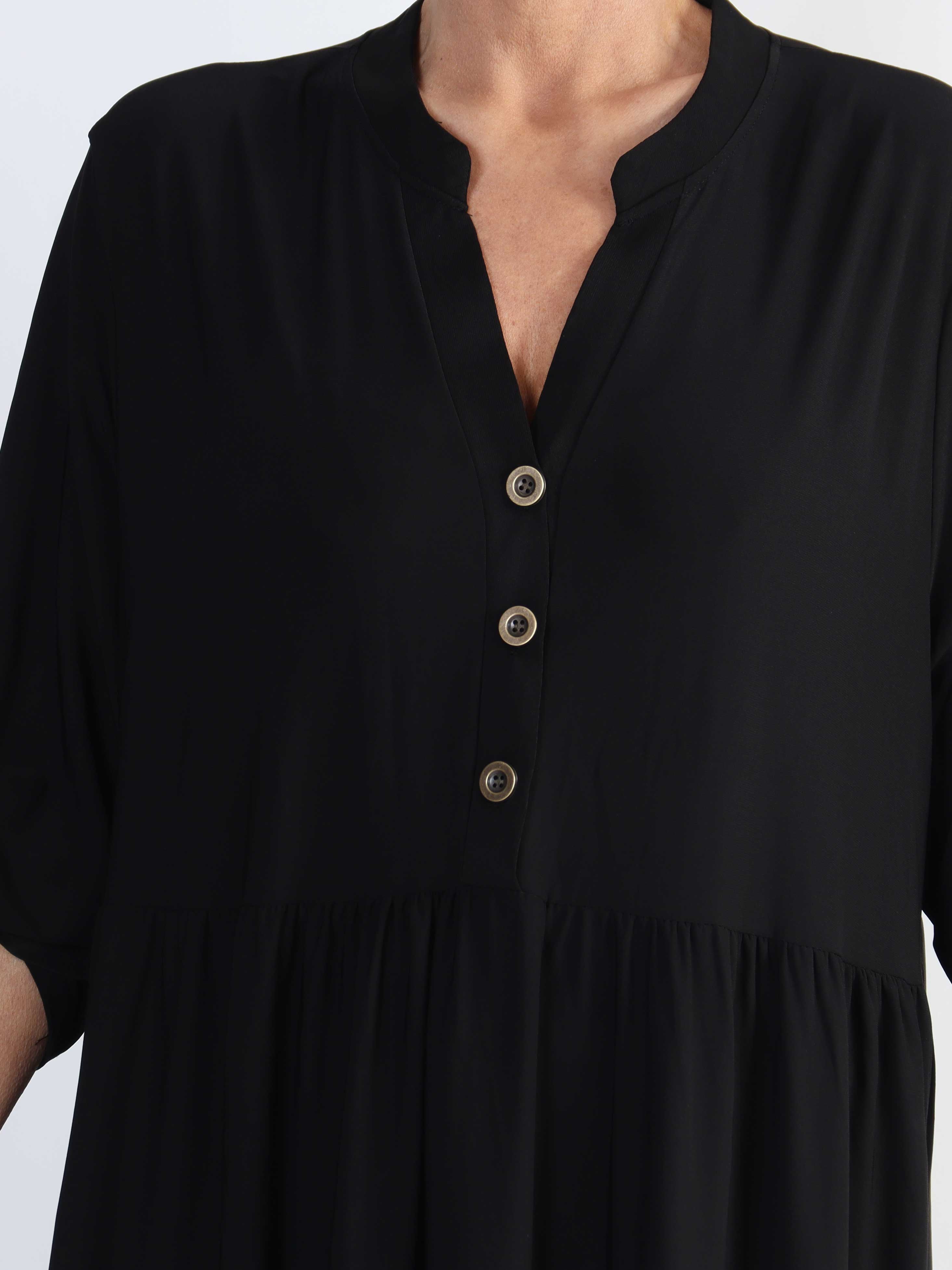 Milano Plain - Lang ensfarvet plus size kjole med lag på lag look